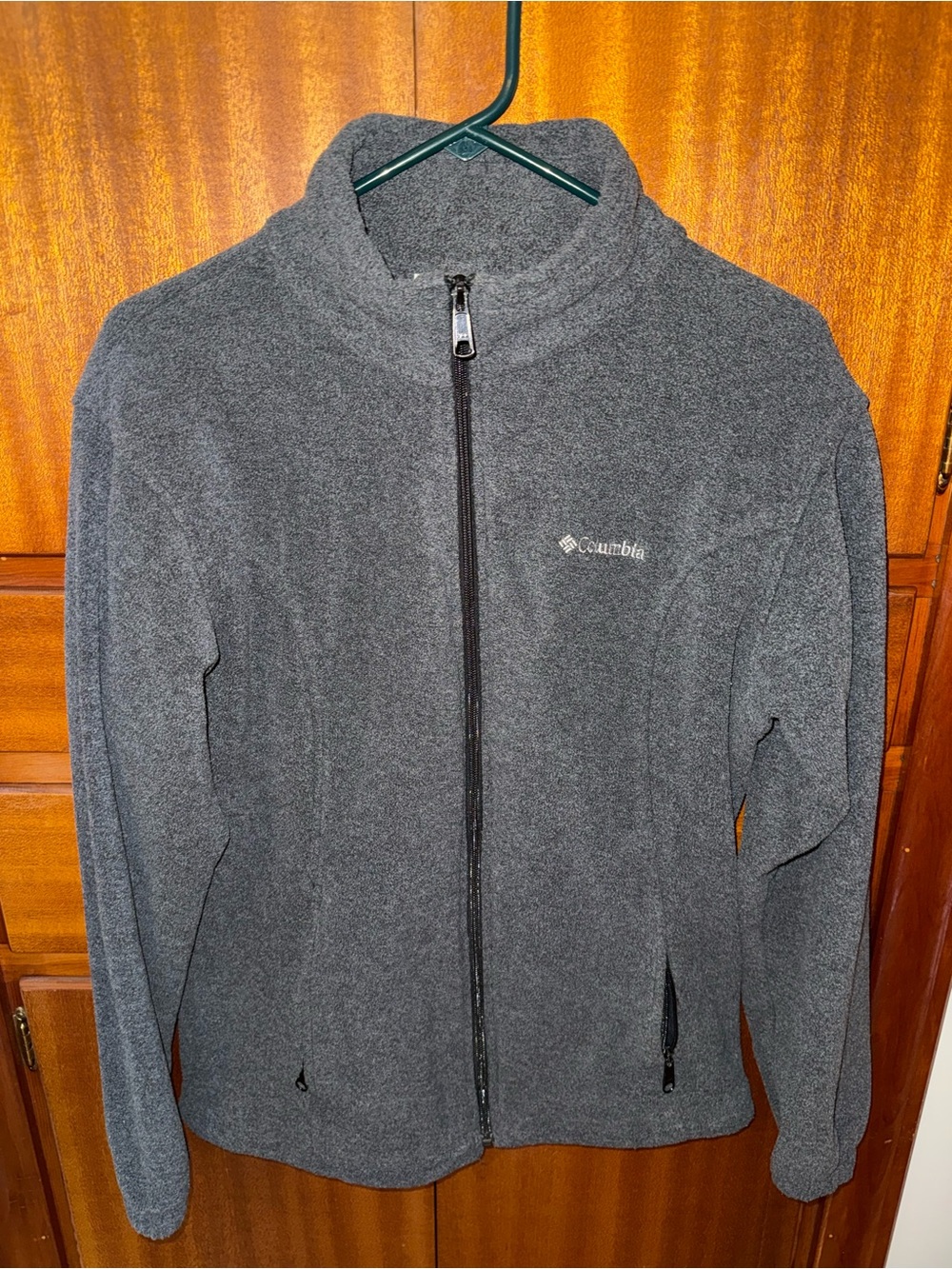 Columbia Gray Fleece Jacket with Teal Trim